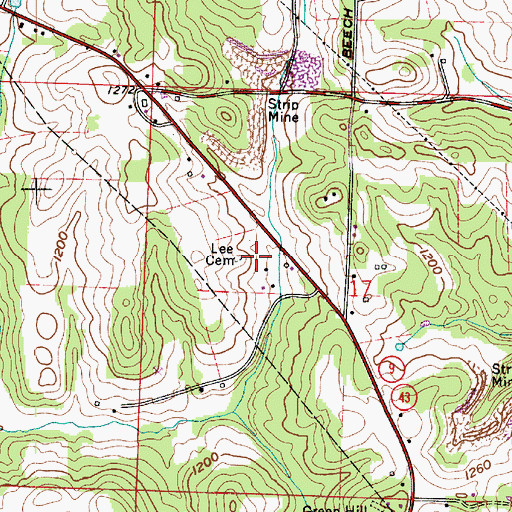 Topographic Map of Lee Cemetery, OH