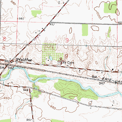 Topographic Map of Lee Cemetery, OH