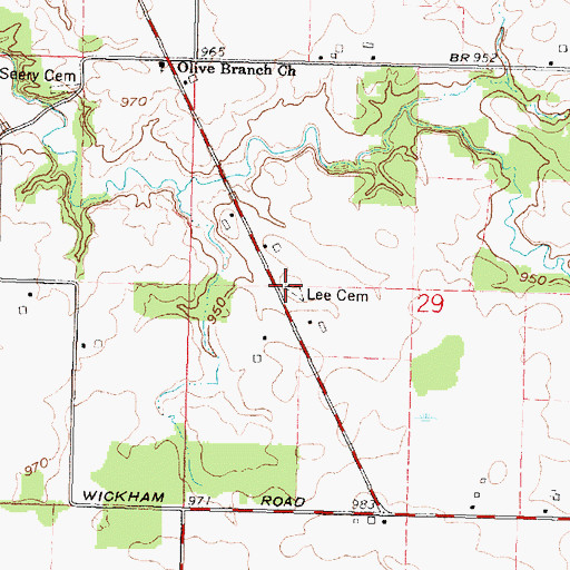 Topographic Map of Lee Cemetery, OH