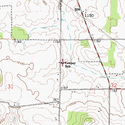 Topographic Map of Leeper School, OH