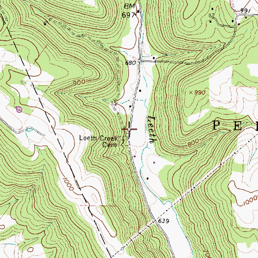 Topographic Map of Leeth Creek Cemetery, OH