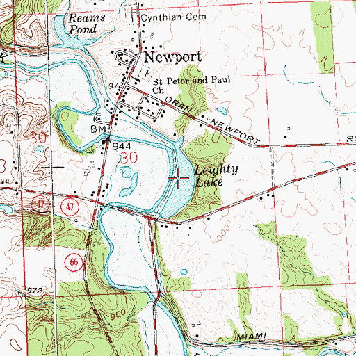 Topographic Map of Leighty Lake, OH