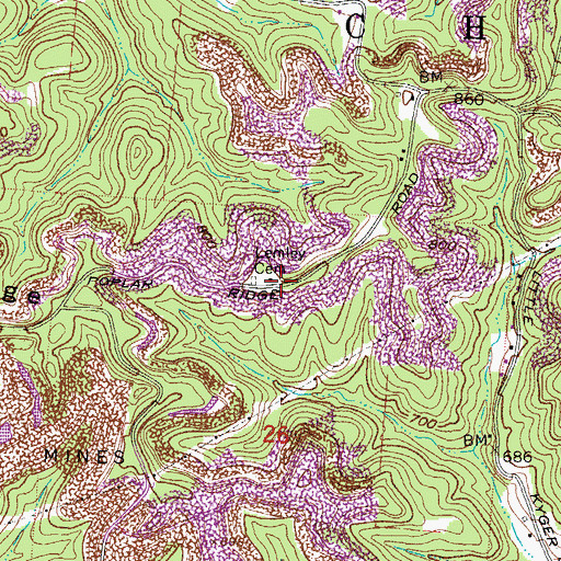 Topographic Map of Lemley Cemetery, OH