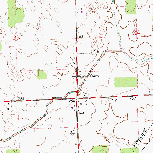 Topographic Map of Lena Cemetery, OH