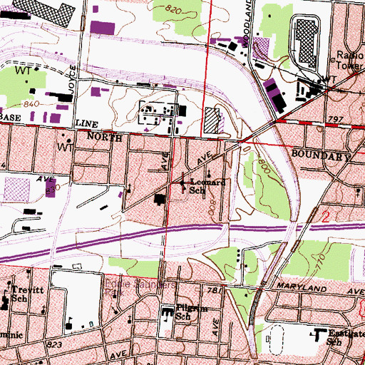 Topographic Map of Leonard School, OH