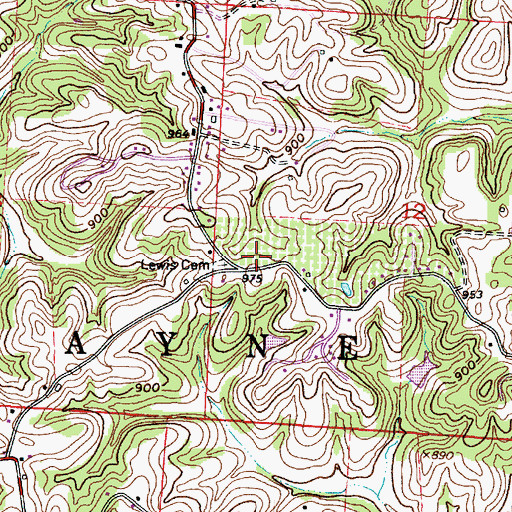 Topographic Map of Lewis Cemetery, OH