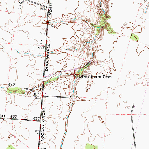 Topographic Map of Lewis Farm Cemetery, OH