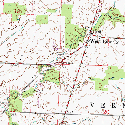 Topographic Map of Liberty Cemetery, OH