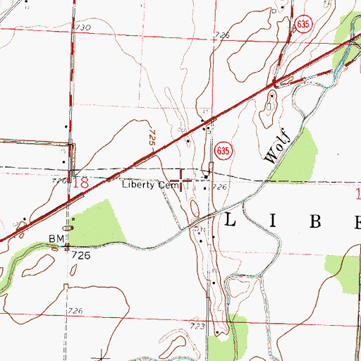 Topographic Map of Liberty Cemetery, OH