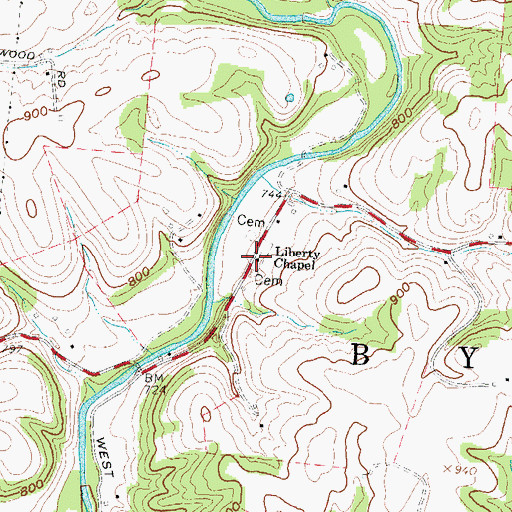 Topographic Map of Liberty Chapel, OH