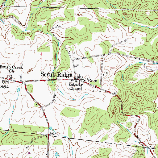 Topographic Map of Liberty Chapel, OH