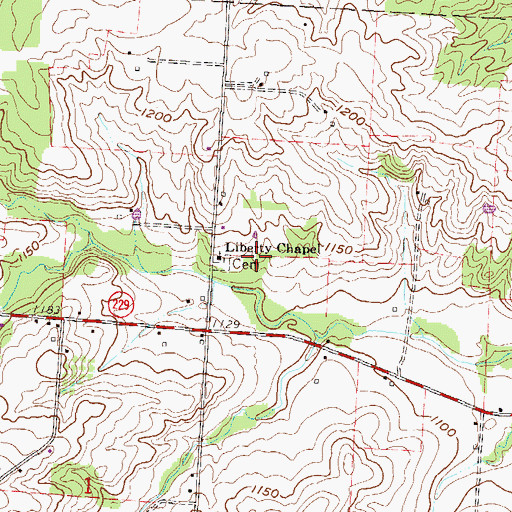 Topographic Map of Liberty Chapel, OH