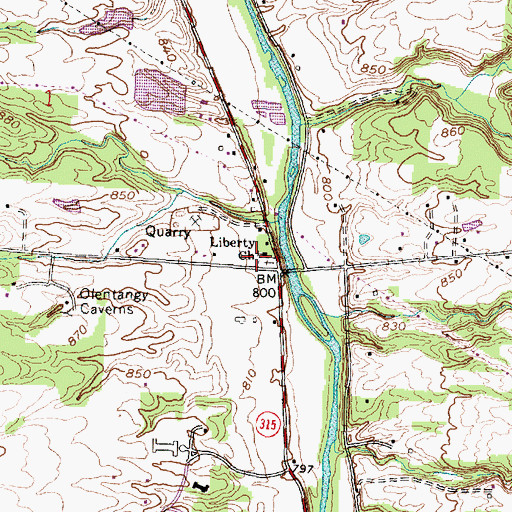 Topographic Map of Liberty Church, OH