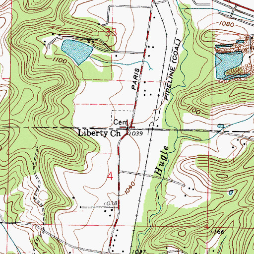 Topographic Map of Liberty Church, OH