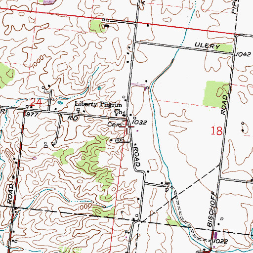 Topographic Map of Liberty Pilgrim Cemetery, OH