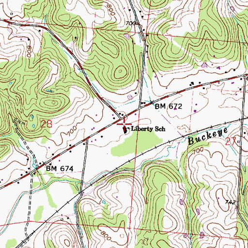 Topographic Map of Liberty School, OH