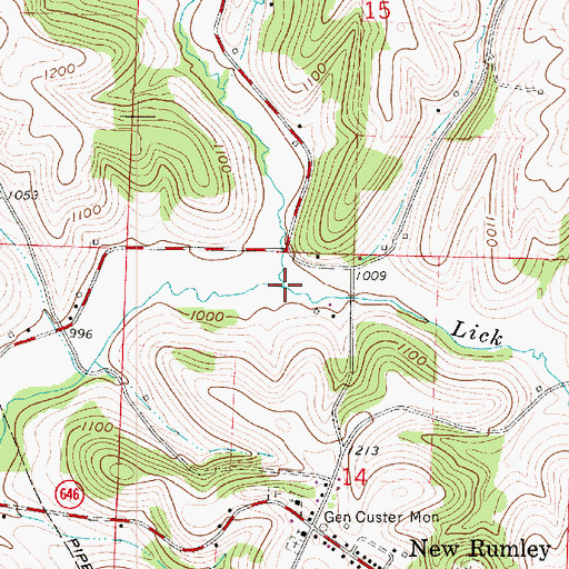 Topographic Map of Lick Fork, OH