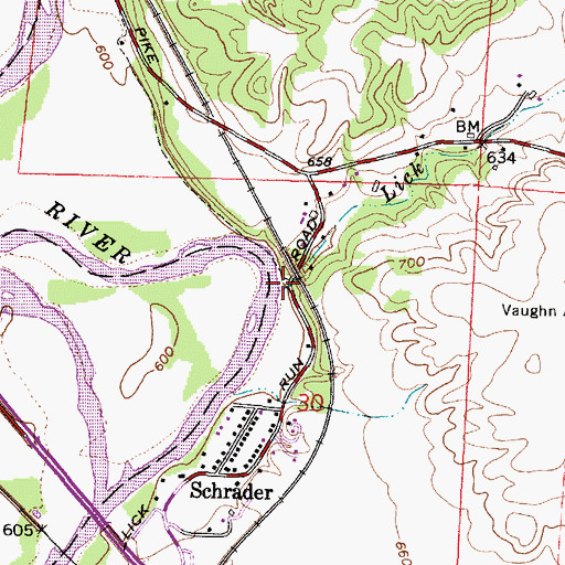 Topographic Map of Lick Run, OH