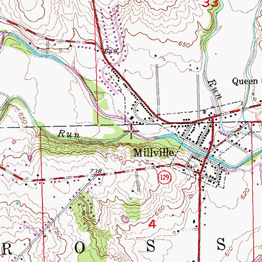 Topographic Map of Lick Run, OH