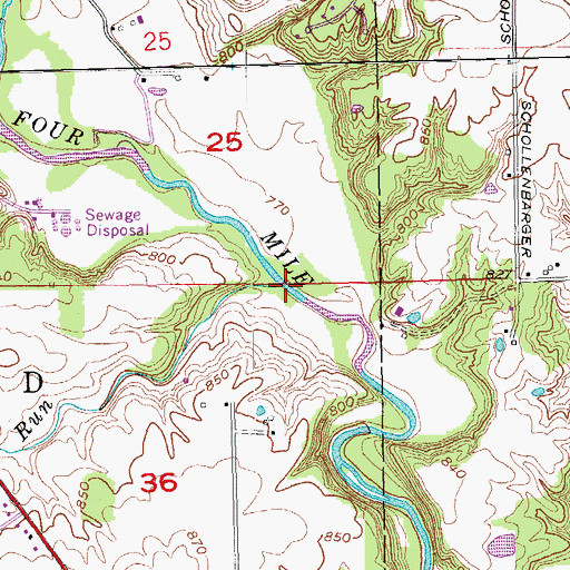 Topographic Map of Lick Run, OH