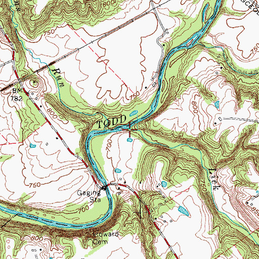 Topographic Map of Lick Run, OH
