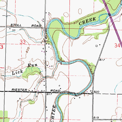 Topographic Map of Lick Run, OH