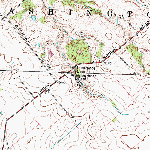 Topographic Map of Lieurance Cemetery, OH