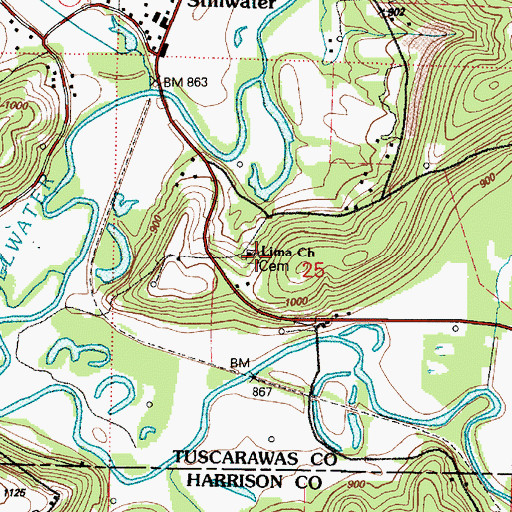 Topographic Map of Lima Church, OH