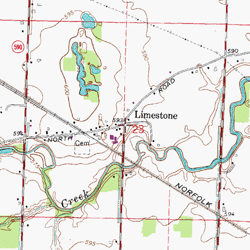 Topographic Map of Limestone, OH