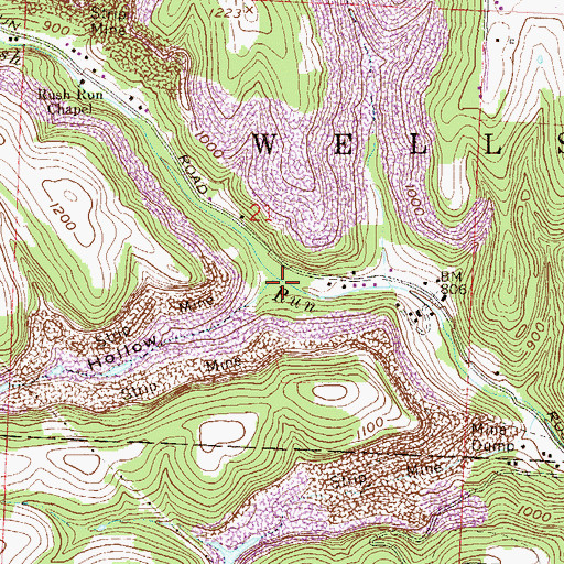 Topographic Map of Limestone Hollow, OH