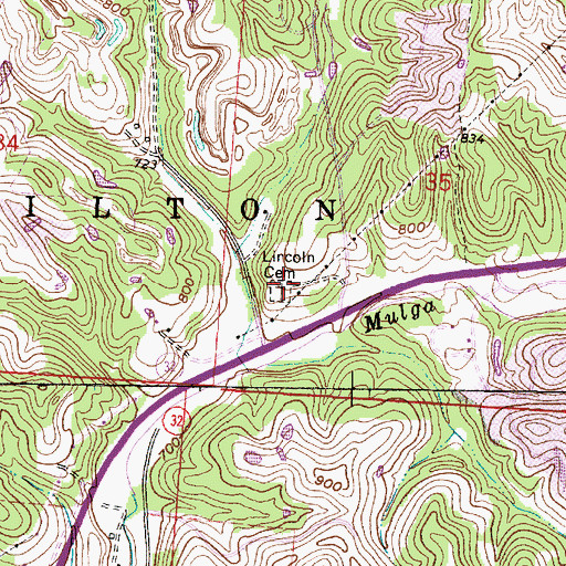 Topographic Map of Lincoln Cemetery, OH