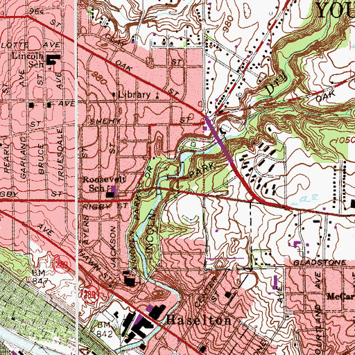 Topographic Map of Lincoln Park, OH