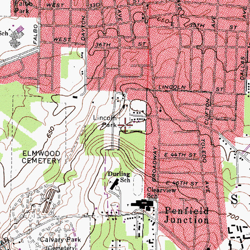 Topographic Map of Lincoln Park, OH