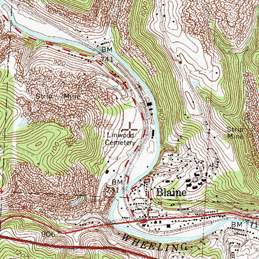 Topographic Map of Linwood Cemetery, OH