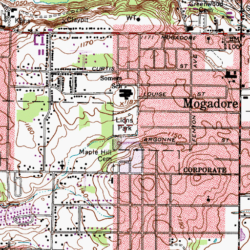 Topographic Map of Lions Park, OH