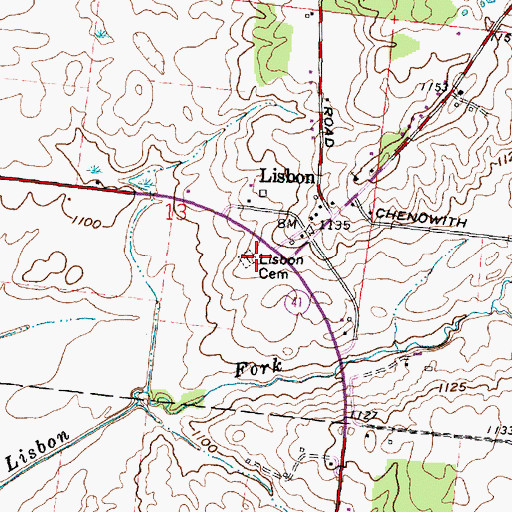 Topographic Map of Lisbon Cemetery, OH