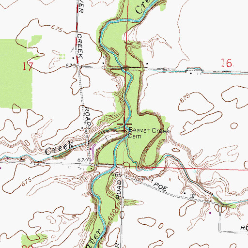 Topographic Map of Little Beaver Creek, OH