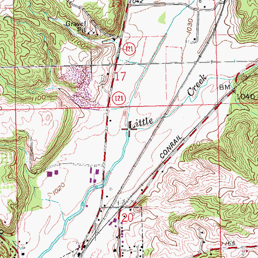Topographic Map of Little Creek, OH