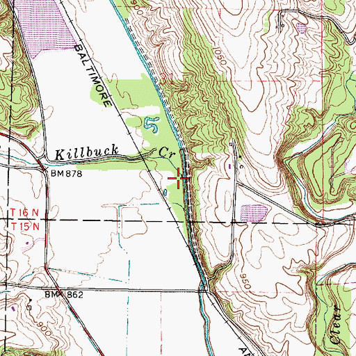 Topographic Map of Little Killbuck Creek, OH