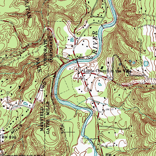 Topographic Map of Little Church in the Vale, OH