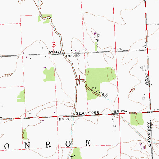 Topographic Map of Little Cranberry Creek, OH