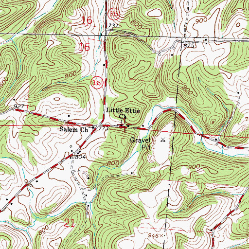 Topographic Map of Little Ettie Baptist Church, OH