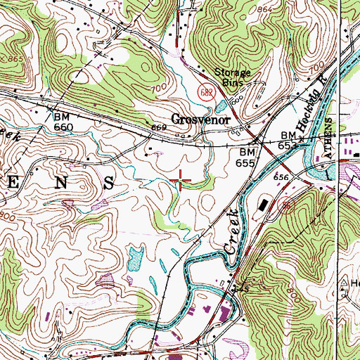 Topographic Map of Little Factory Creek, OH