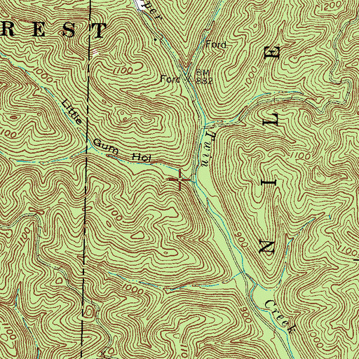 Topographic Map of Little Gum Hollow, OH