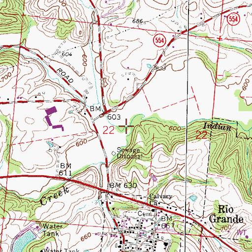 Topographic Map of Little Indian Creek, OH