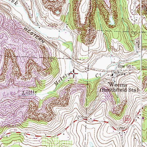 Topographic Map of Little McIntyre Creek, OH
