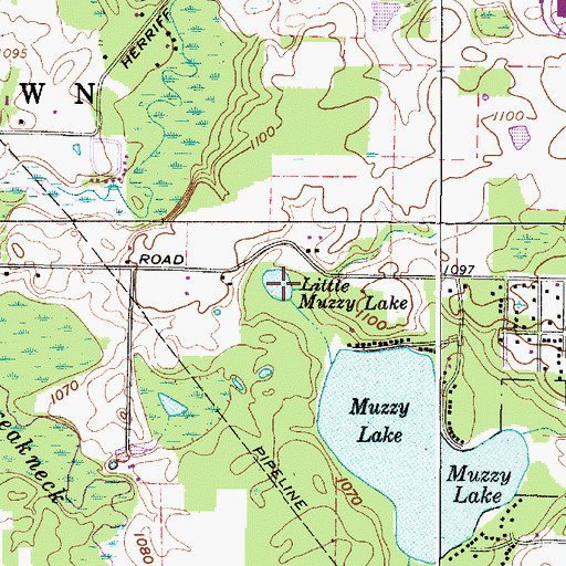 Topographic Map of Little Mussy Lake, OH