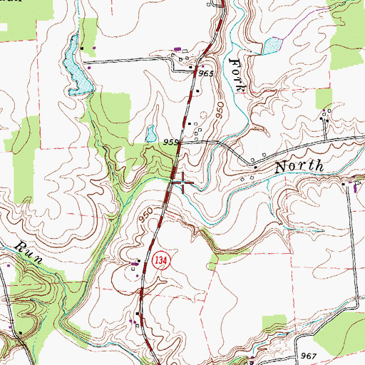Topographic Map of Little North Fork White Oak Creek, OH
