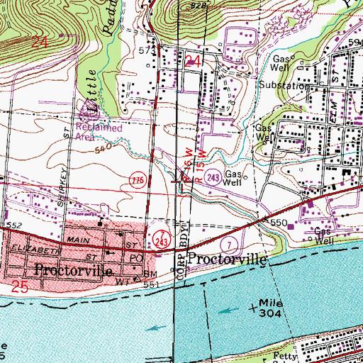 Topographic Map of Little Paddy Creek, OH