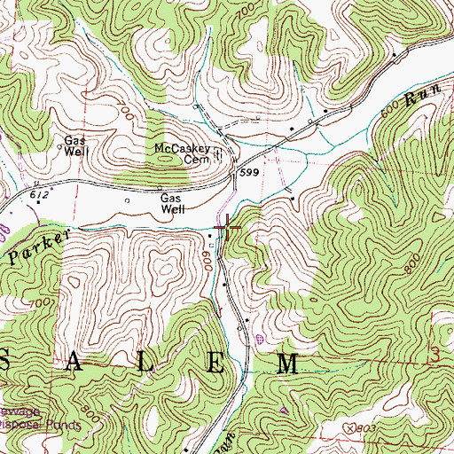 Topographic Map of Little Parker Run, OH